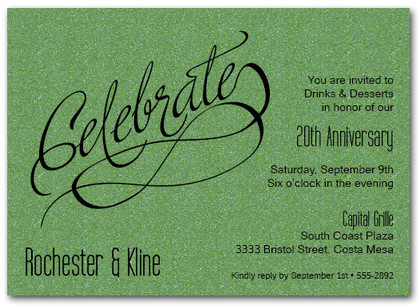 Celebrate Shimmery Green Invitations