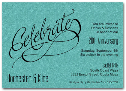 Celebrate Shimmery Turquoise Invitations