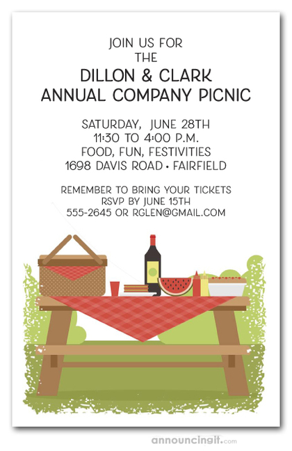 Picnic Table Summer Company Party Invitations