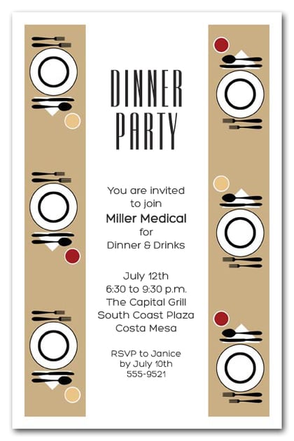 Gold Table Dinner Party Invitations
