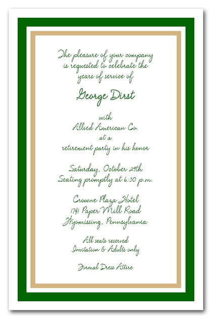 Malibu Gold-Green Border Invitations