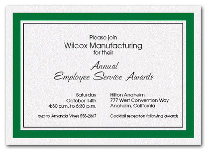 Hunter Green Bordered Business Invitations