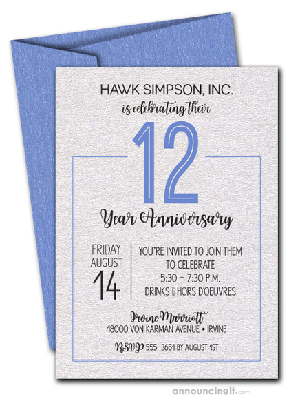 Numbered Blue Business Anniversary Shimmery Invitations