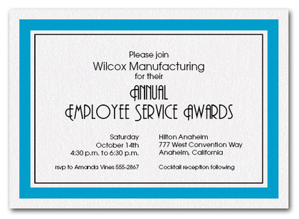 Peacock Blue Bordered Business Invitations