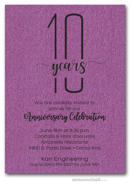 Slender Shimmery Purple Business Anniversary Party Invitations