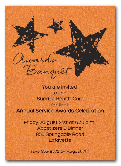 Stars Business Awards Shimmery Orange Invitations