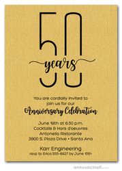 Slender Shimmery Gold Business Anniversary Party Invitations