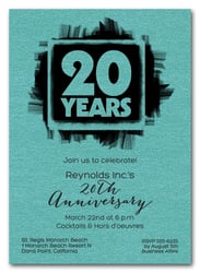 Brushed Anniversary Shimmery Turquoise Invitations