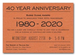 Anniversary Years Shimmery Orange Invite