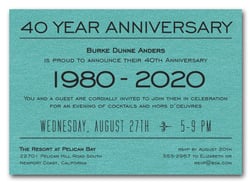 Anniversary Years Shimmery Turquoise Invite