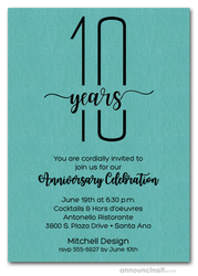 Slender Shimmery Turquoise Business Anniversary Invitations
