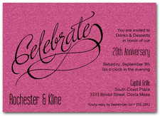 Celebrate Shimmery Hot Pink Invitations