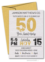 Grunge Gold Business Anniversary Invitations