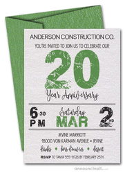 Grunge Green Business Anniversary Shimmery Invitations