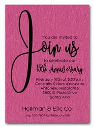 Join Us Shimmery Hot Pink Business Anniversary Invitations