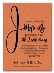 Join Us Shimmery Orange Business Anniversary Invitations