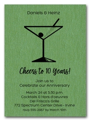 Martini on Shimmery Green Business Invitations