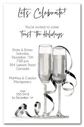 Noir Champagne & Streamers Business Holiday Invitations
