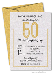 Numbered Gold Business Anniversary Shimmery Invitations