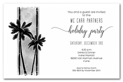 Palm Silhouettes on Grey Holiday Business Invitations