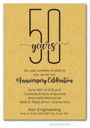 Slender Shimmery Gold Business Anniversary Party Invitations