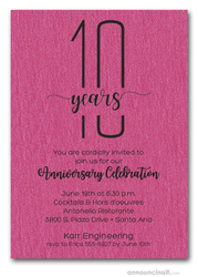 Slender Shimmery Hot Pink Business Anniversary Party Invitations