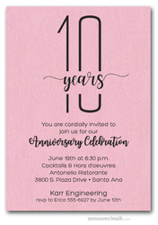 Slender Shimmery Pink Business Anniversary Party Invitations