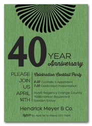 Sunburst Shimmery Green Business Anniversary Invitations