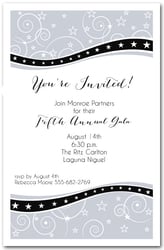 Swirls and Stars on Silver Invitations