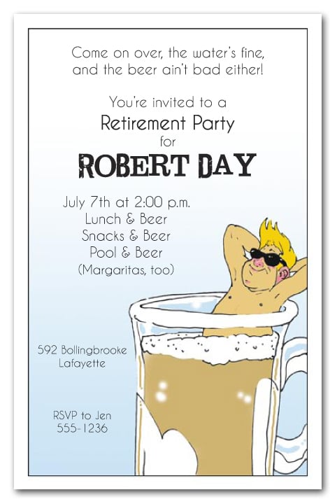 Man in Beer Mug Retirement Party Invitations