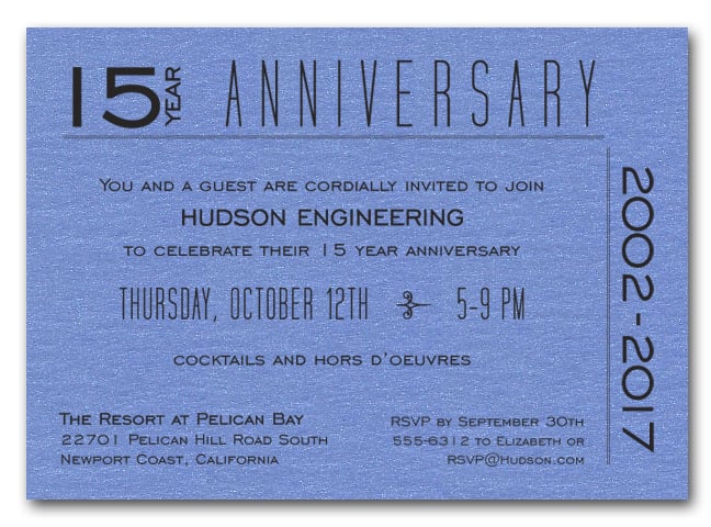 Modern Shimmery Blue Business Anniversary Invitations