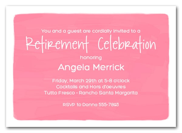 Pink Watercolor Wash Business Retirement Party Invitations