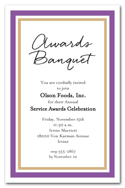 Purple and Gold Border Business Party Invitations
