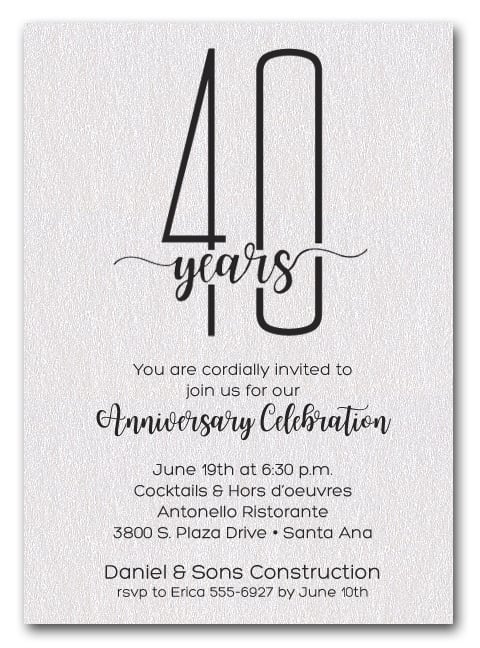 Slender Shimmery White Business Anniversary Party Invitations