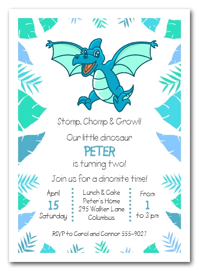 Pteranodon Dinosaur Birthday Invitations