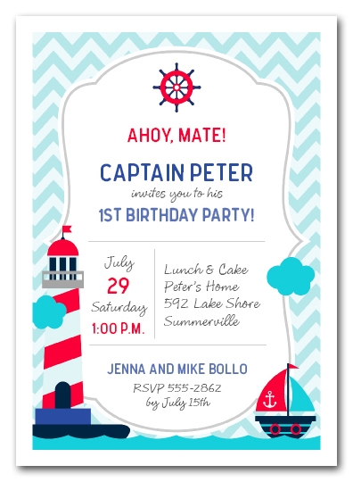 Nautical Kid Birthday Invitations