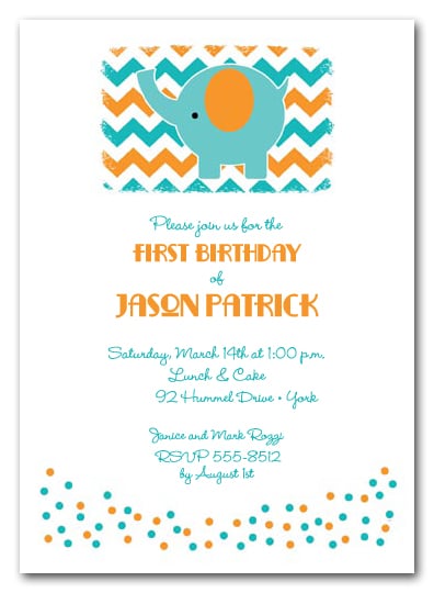 Teal Elephant on Chevron Birthday