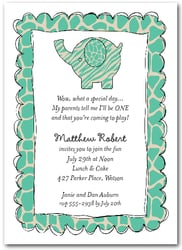 Exotic Teal Baby Elephant Party Invitations