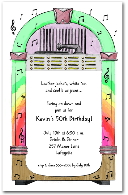 1950 Wedding Invitation Wording 1950s jukebox invitations 1950 Wedding Invitation Wording 1950s jukebox invitations