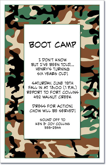 camouflage invitation