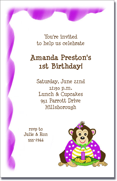 Monkey Party Invitation, Birthday Party Invitations