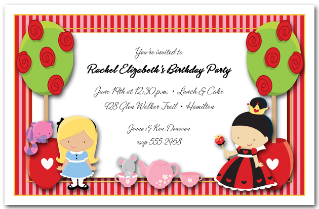 Alice S Tea Party Invitations Alice In Wonderland Birthday Invitations