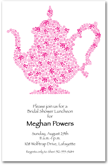 Floral Doodle Teapot Invitation Floral Doodle Teapot Invitation