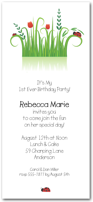 ladybugs in the grass birthday invitations girls birthday ladybug note cards