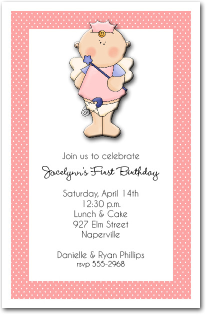30 wording for invitation birthday Little First Angel Birthday Party Invitations Princess