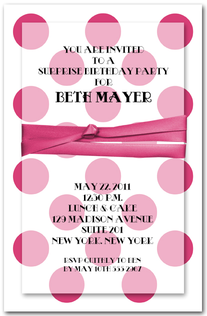 pink polka dot invitation