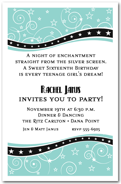 swirls and stars tiffany blue party invitations 15 birthday invitation