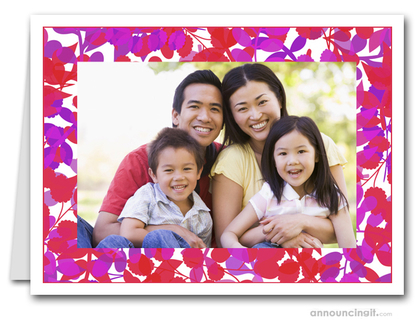Foliage Red & Purple Photo Holder Holiday Cards (H)