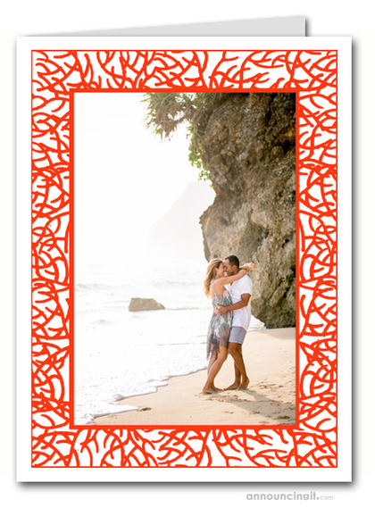 Red Coral Photo Holder Holiday Christmas Cards (V)