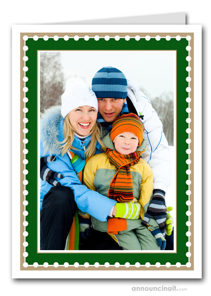 Dotted Hunter & Taupe Holiday Photo Holder Cards (V)
